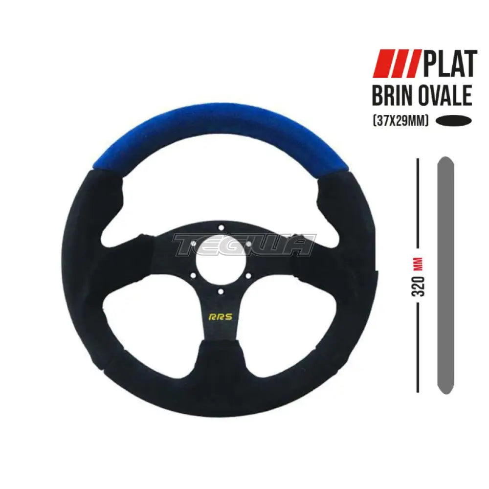 Rrs Racer Steering Wheel Flat 320Mm Suede Blue Wheels And Accessories