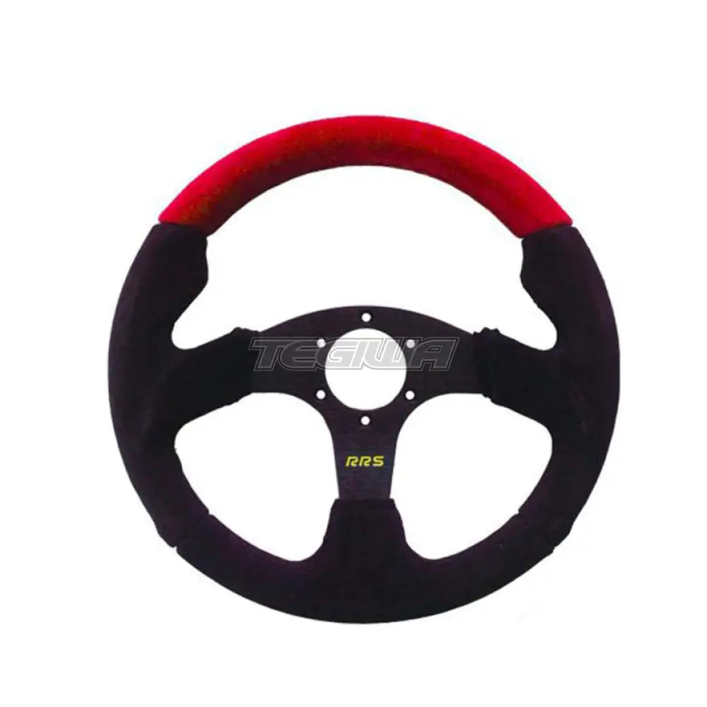 Rrs Racer Steering Wheel Flat 320Mm Suede Red Wheels And Accessories