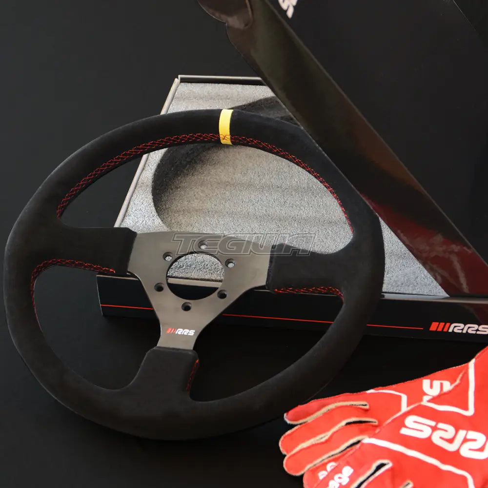 Rrs Veloce Evo Steering Wheel Flat 350Mm – Suede Wheels And Accessories