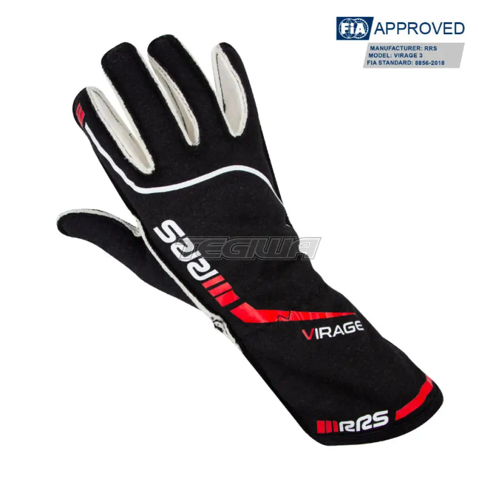 Rrs Virage 3 Gloves Black With Red Logo - Fia 8856-2018