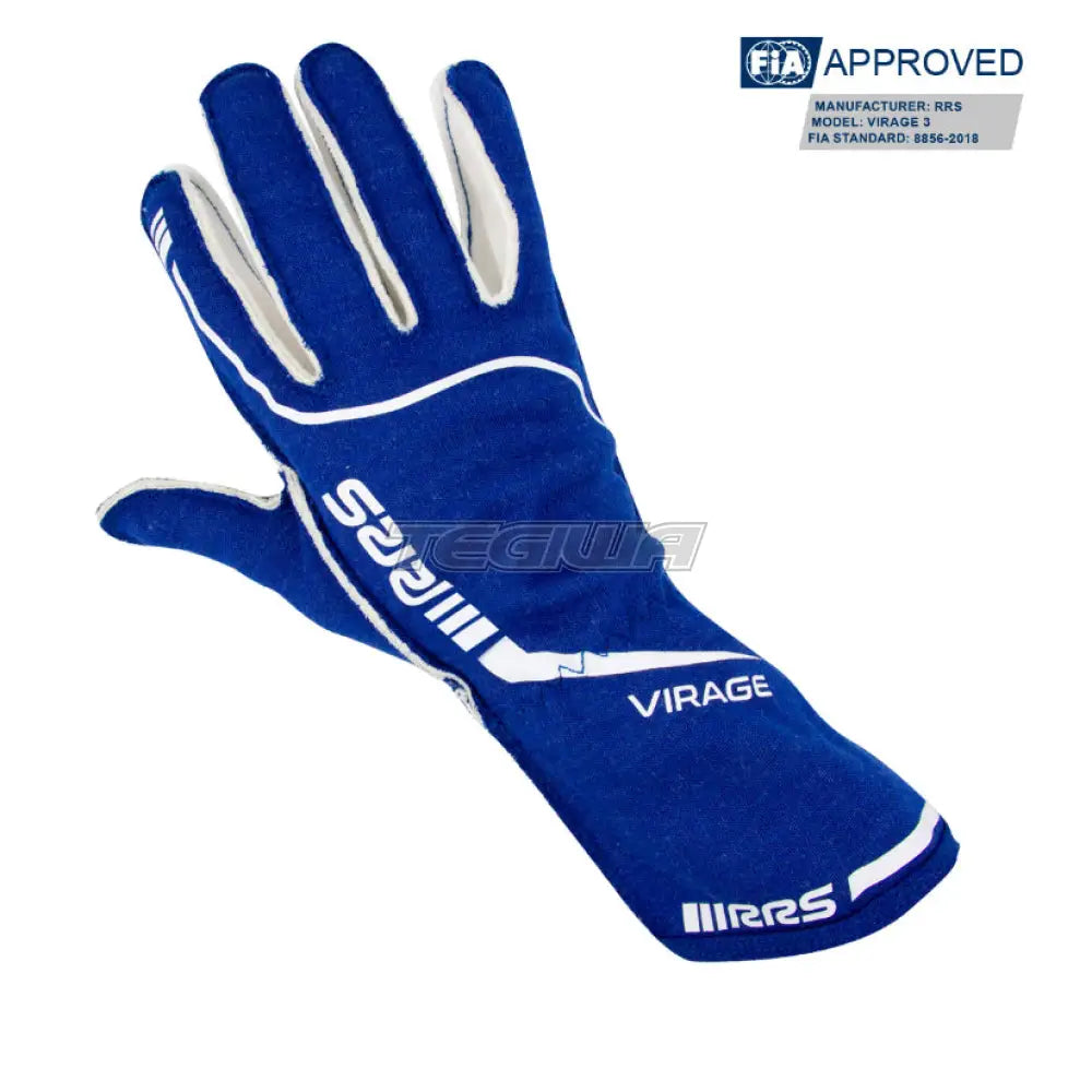 Rrs Virage 3 Gloves Blue With White Logo - Fia 8856-2018