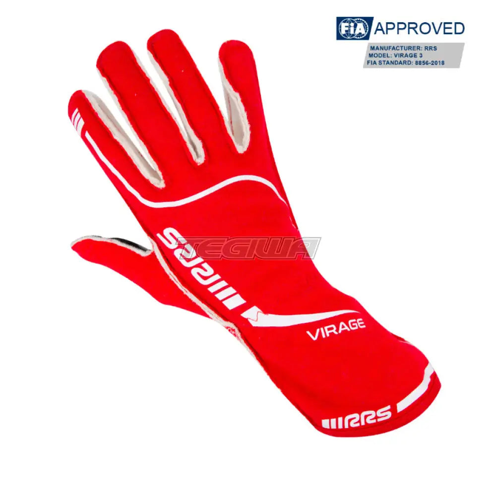 Rrs Virage 3 Gloves Red With White Logo - Fia 8856-2018