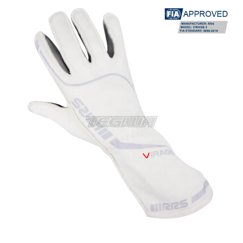 Rrs Virage 3 Gloves White With Grey Logo - Fia 8856-2018