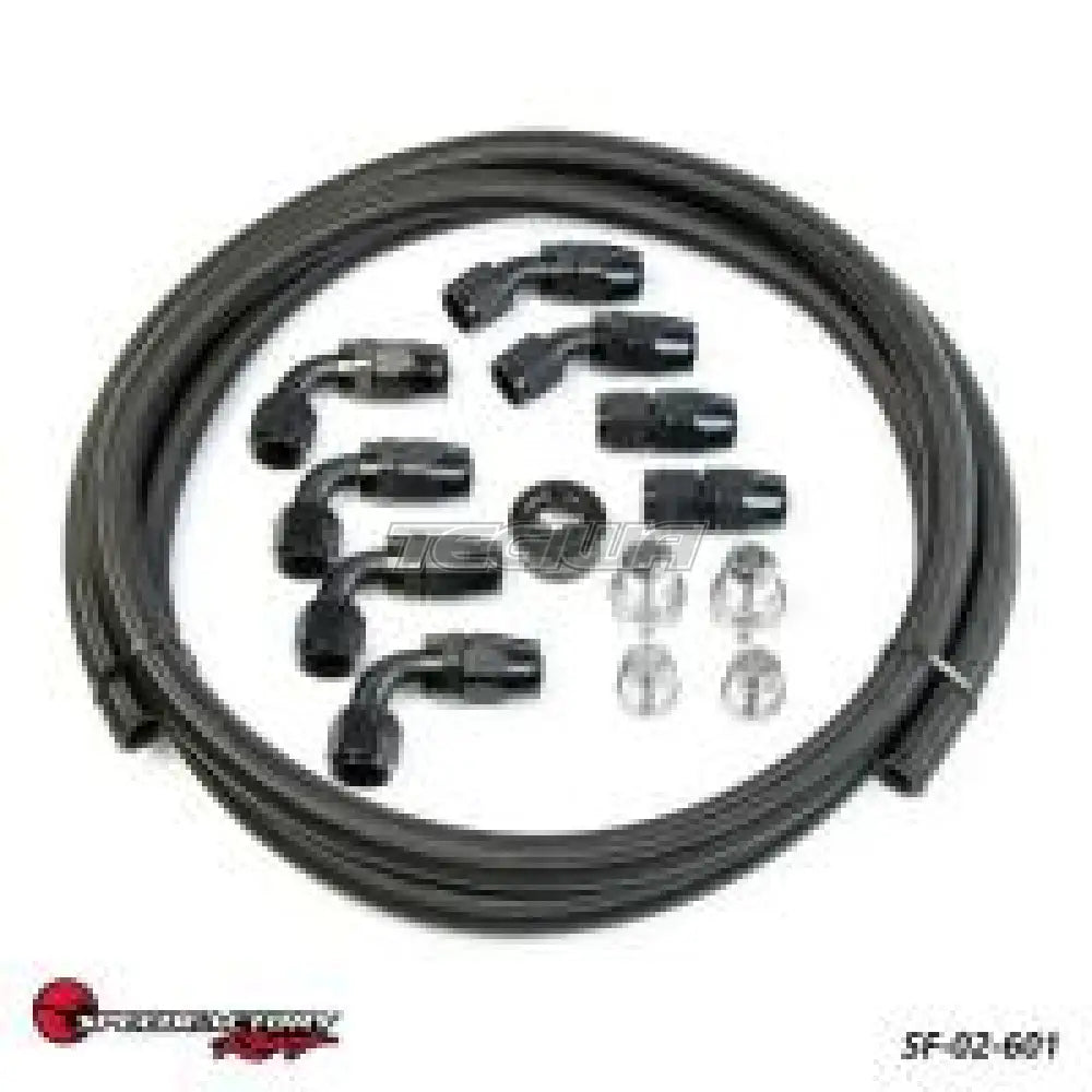 Speedfactory B-Series Catch Can Hose And Fitting Kit - Includes -10 Hose/Fittings - 4 90'S, 2 Straight, 2 45'S And 10' Of Black Braided Hose