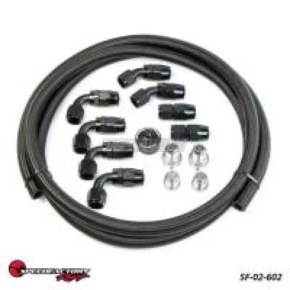 Speedfactory B-Series Catch Can Hose And Fitting Kit - Includes -10 Hose/Fittings - 4 90'S, 2 Straight, 2 45'S And 10' Of Black Braided Hose