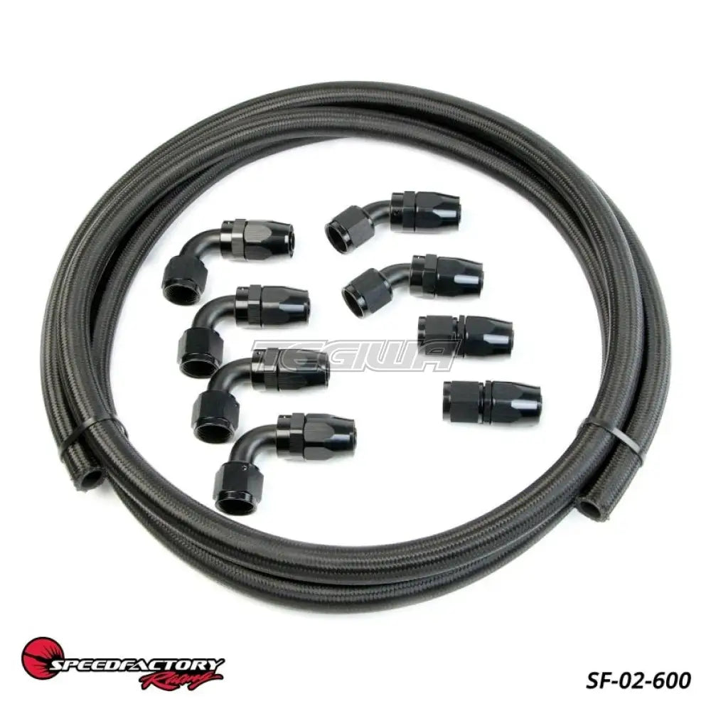 Speedfactory Universal Catch Can Hose And Fitting Kit - Includes 4 -10An 90'S, 2 -10An Straight, 2 -10An 45'S And 10' Of -10An Black Braided Hose