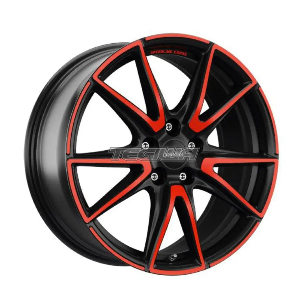 Speedline Corse SL6 Vettore Alloy Wheel Matt Black Red Spoke