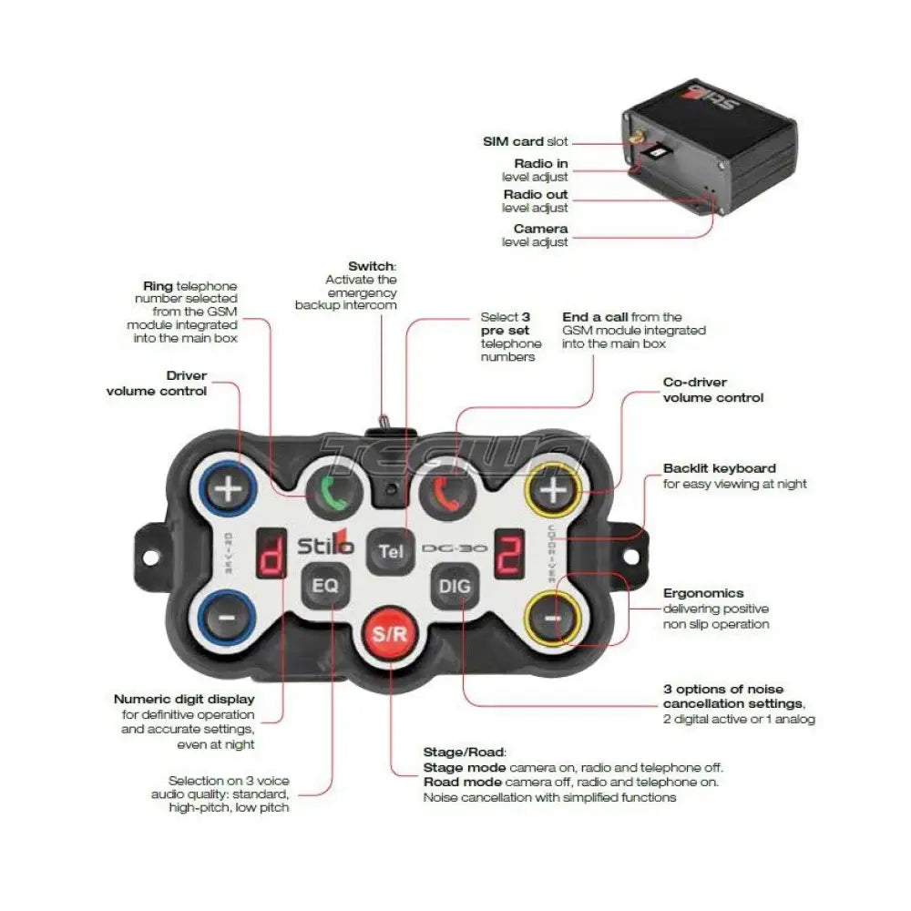 Stilo Dg-30 Intercom Professional 2 Circuits Digital Noise Cancelling Camera/Radio Input 2G 12V