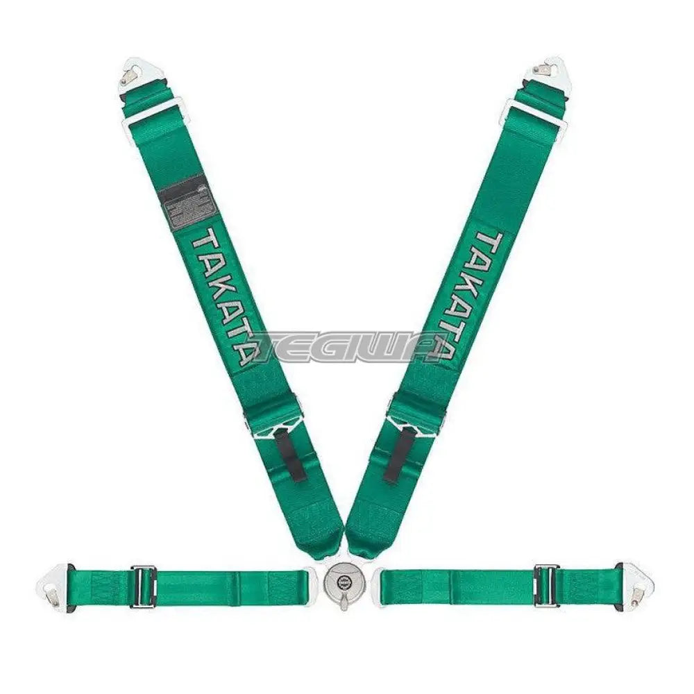 Takata Race 4 Point Harness Snap-On Green FIA Approved