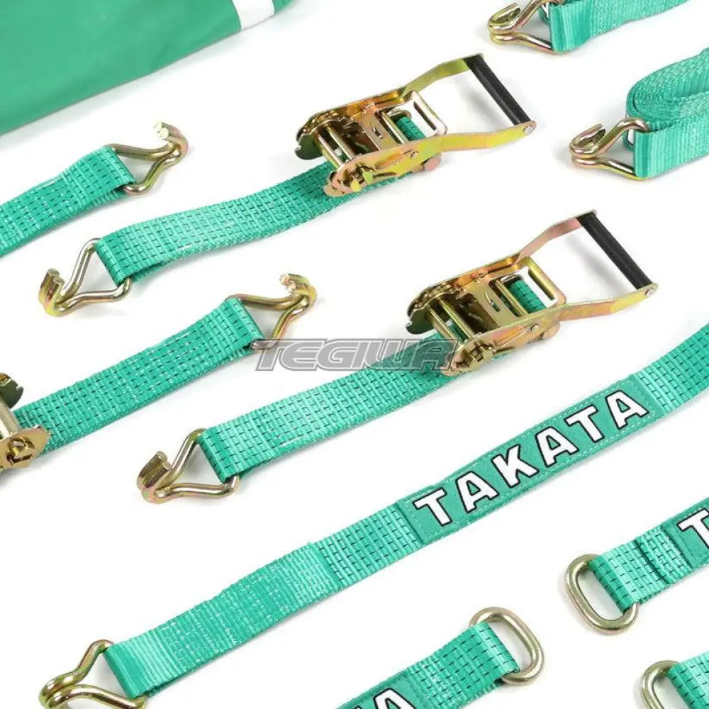 Takata Trailer Vehicle Tie Down Straps Set Green