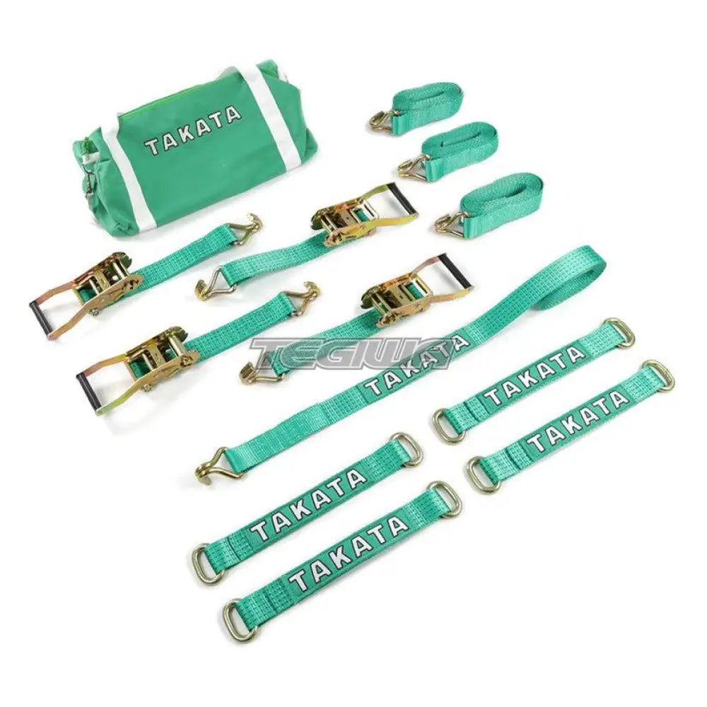 Takata Trailer Vehicle Tie Down Straps Set Green