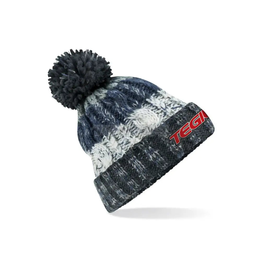 Tegiwa Corkscrew Pom Bobble Hat Blue/White/Navy Hats