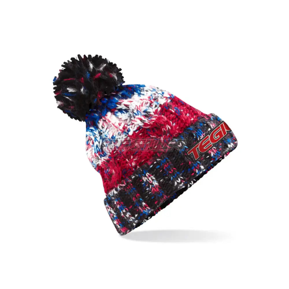 Tegiwa Corkscrew Pom Bobble Hat Blue/White/Red Hats