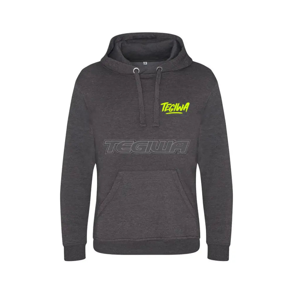 Tegiwa Fluro Yellow Script Hoodie Charcoal / Small Hoodies