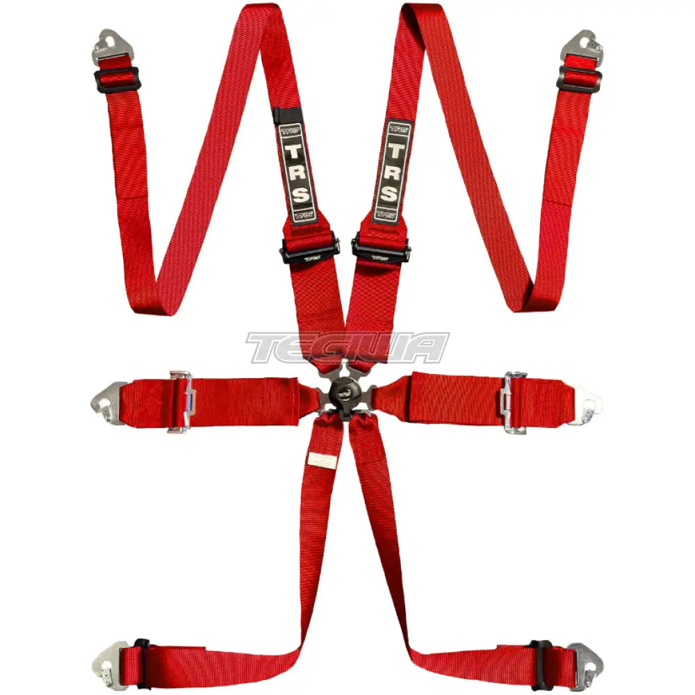 Trs Magnum 3In 6 Point Fia Hans Harness Superlite - Mid-Range / Red Harnesses