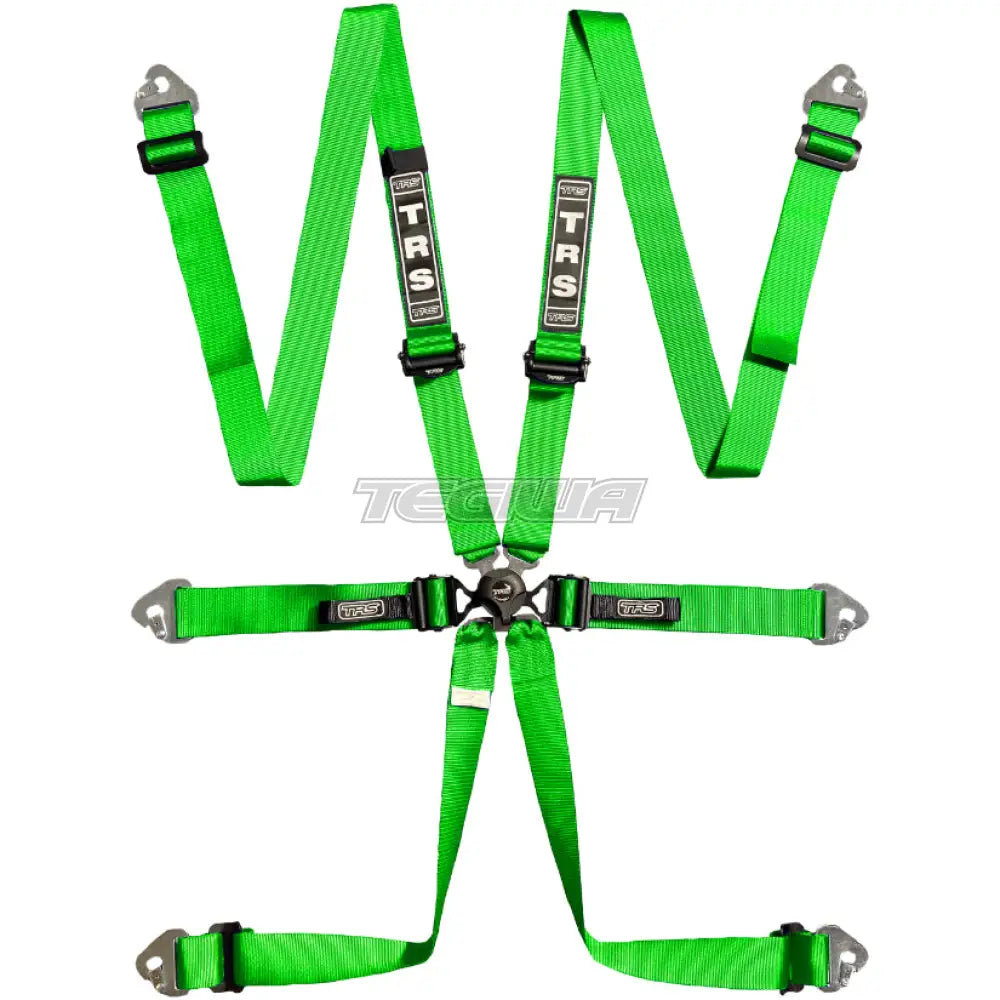 Trs Pro Quick Adjuster 2In 6 Point Ultralite Fia Hans Harness Green Harnesses