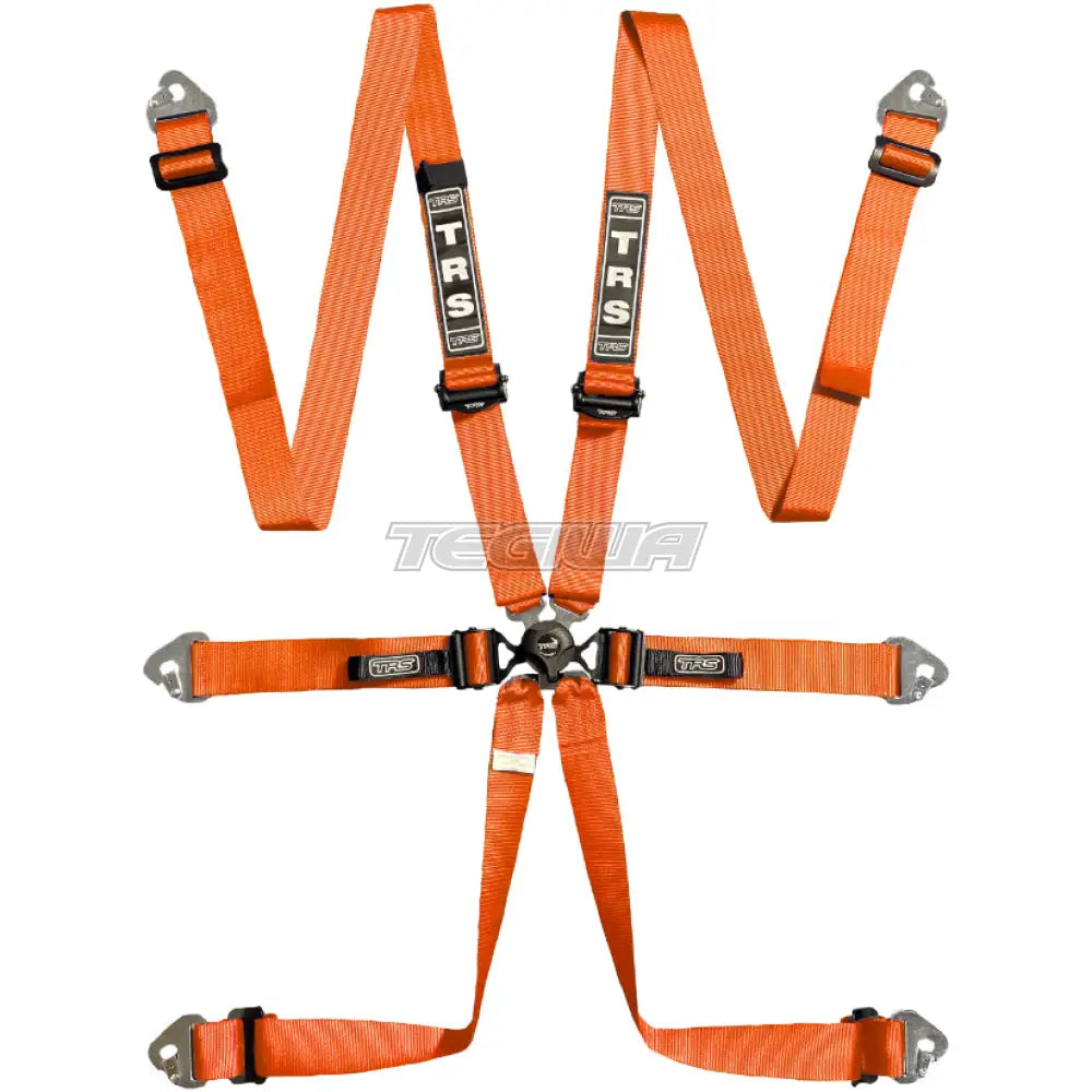 Trs Pro Quick Adjuster 2In 6 Point Ultralite Fia Hans Harness Orange Harnesses