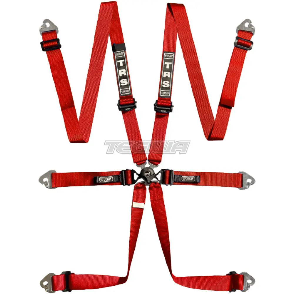 Trs Pro Quick Adjuster 2In 6 Point Ultralite Fia Hans Harness Red Harnesses