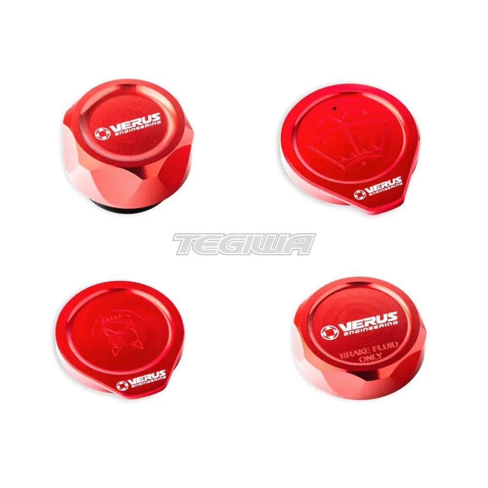 Verus Engineering Engine Bay Cap Kit FHS Oil Cap Subaru WRX/STI GR GV VA Anodized Red